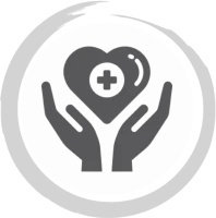 Heart with medical cross and hands icon